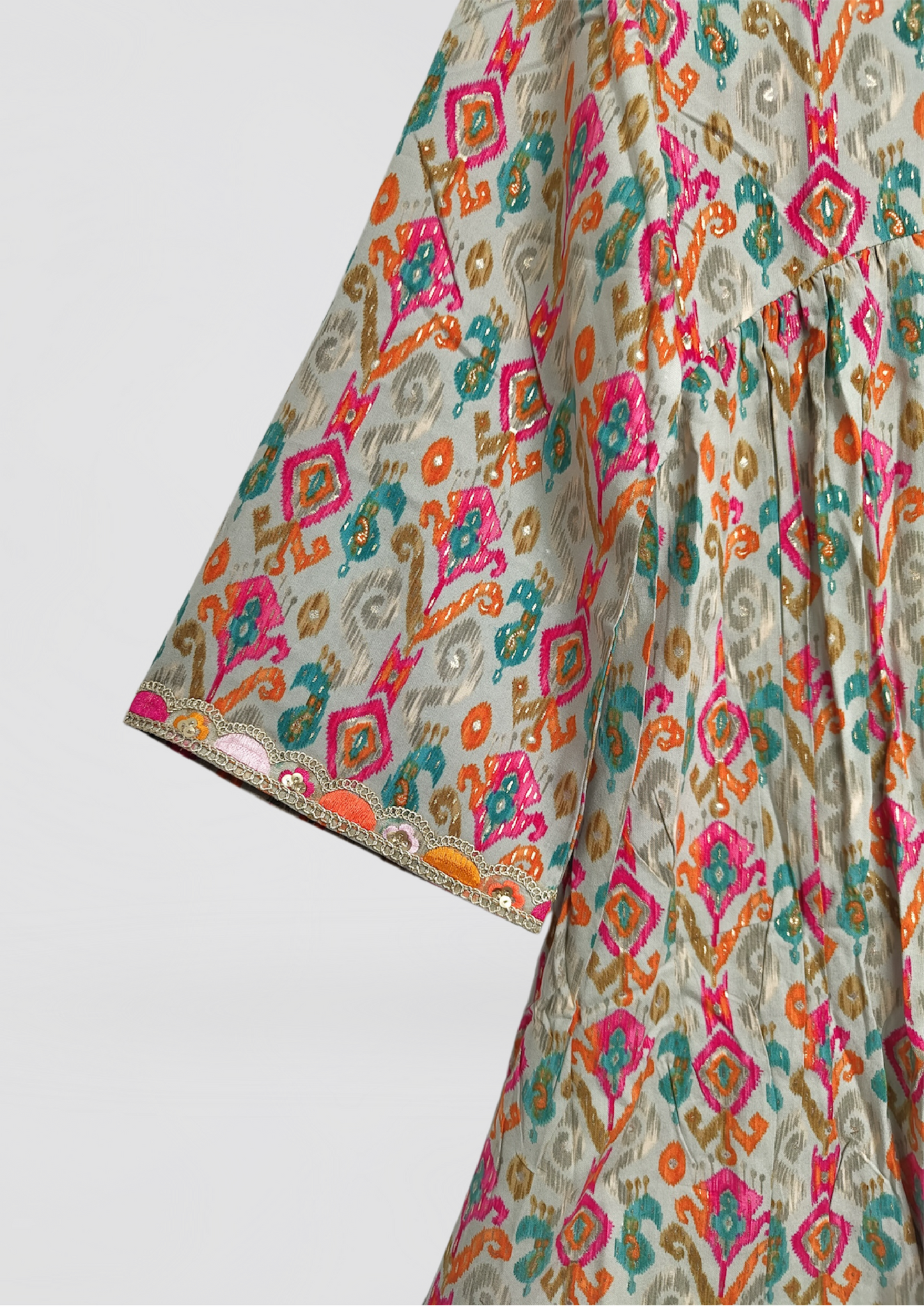 Women’s Printed Kurti Set – Boho Ikat Design | 2-Piece Co-Ord Set