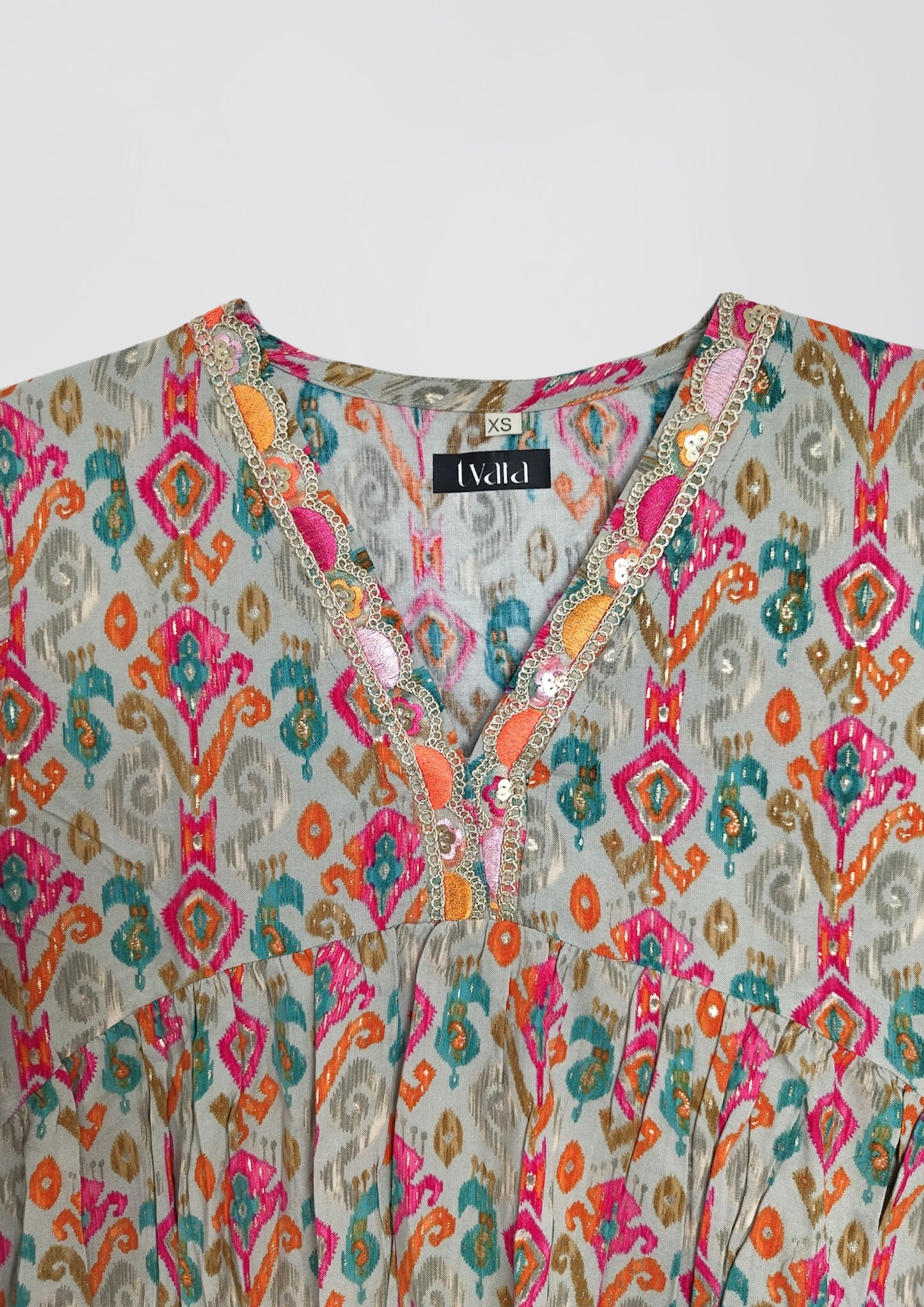 Women’s Printed Kurti Set – Boho Ikat Design | 2-Piece Co-Ord Set